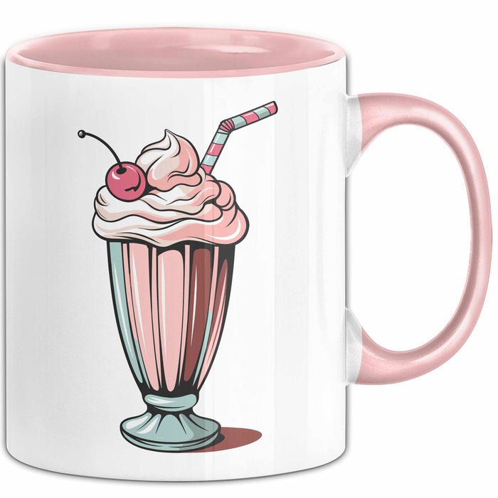Milchshake Fan Tasse Geschenkidee Dessertgetränk Liebhaber Rosa Trendation