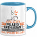 Pilates-Enthusiast Geschenk Tasse Ich Bin Pilates-Enthusiast Aber Sag Doch Einfach Superheld Lustige Geschenkdiee für Pilates-Enthusiast Kaffee-Becher Blau Trendation