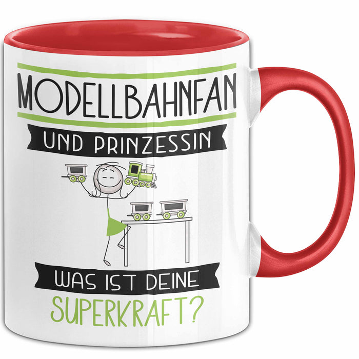 Modellbahnfan Und Prinzessin Tasse Geschenk Für Eine Modellbahnfan Geburtstag Was Ist Deine Superkraft Rot Trendation