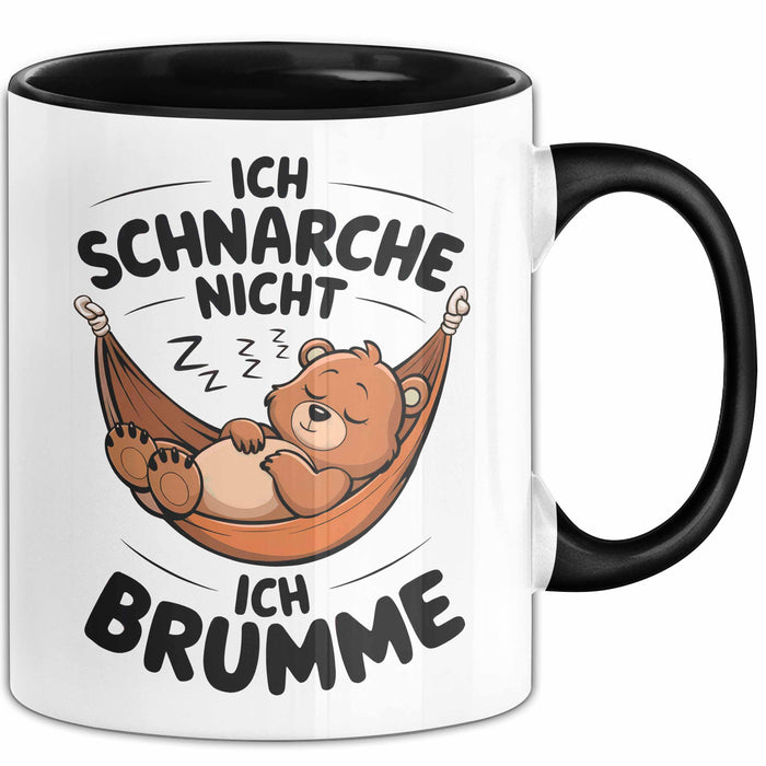 Schlafendes Bier Tasse Geschenk Lustige Geschenkidee Spruch Ich Schnarche Nicht Ich Brumme Schwarz Trendation