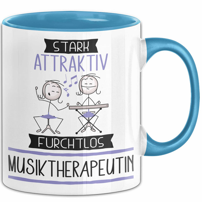 Musiktherapeutin Tasse Geschenk Becher Stark Attraktiv Furchtlos Musiktherapeutin Lustige Geschenkidee Blau Trendation