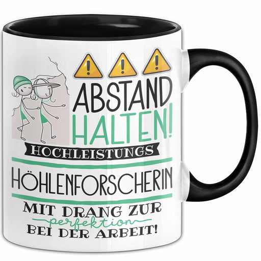 Höhlenforscherin Tasse Geschenk Lustig Abstand Halten Hochleistungs-Höhlenforscherin Mit Drang Zur Perfektion Bei Der Arbeit Trendation