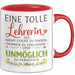 Unterricht Lehrer Wertschätzung Tasse Geschenk Lustige Geschenkidee Spruch Eine Tolle Lehrerin Ist Nicht Leicht Zu Finden Rot Trendation