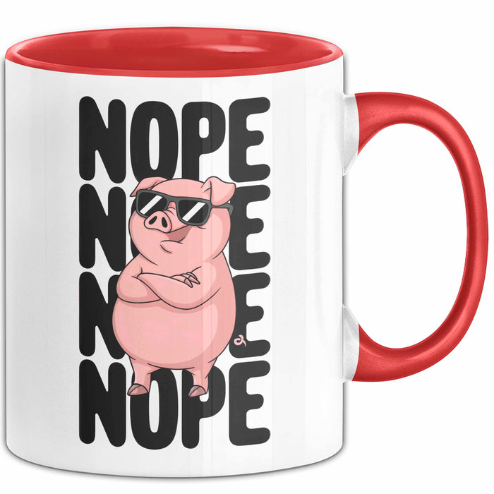 Schweinezüchter Schweine Tier Tasse Becher Geschenk Lustige Geschenkidee Spruch Nö Rot Trendation