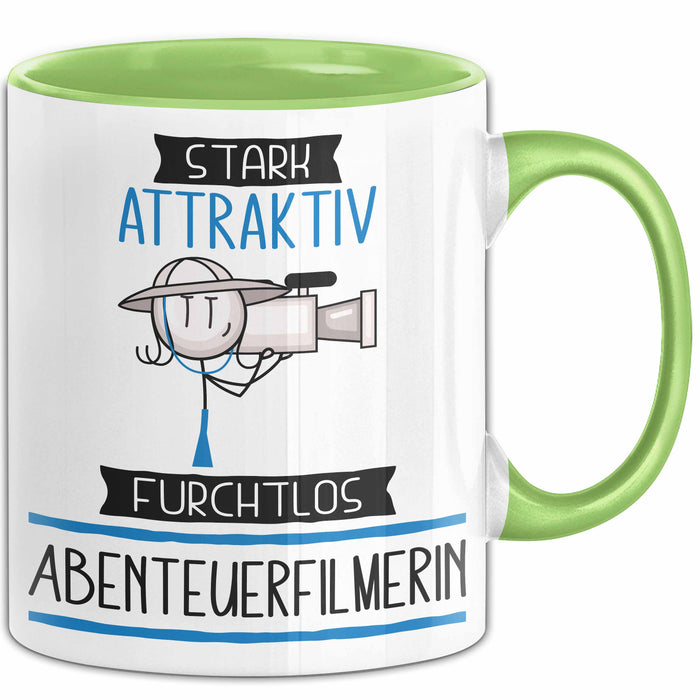 Abenteuerfilmerin Tasse Geschenk Becher Stark Attraktiv Furchtlos Abenteuerfilmerin Lustige Geschenkidee Grün Trendation