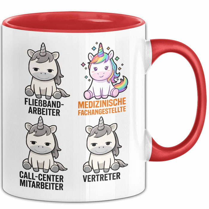 Arzt Einhorn Tasse Geschenk Lustige Geschenkidee Spruch Medizinische Fachangestellte Rot Trendation