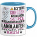 Langläufer Geschenk Tasse Lustiger Spruch Erheben Sie Sich Der Langläufer Betritt den Raum Blau Trendation