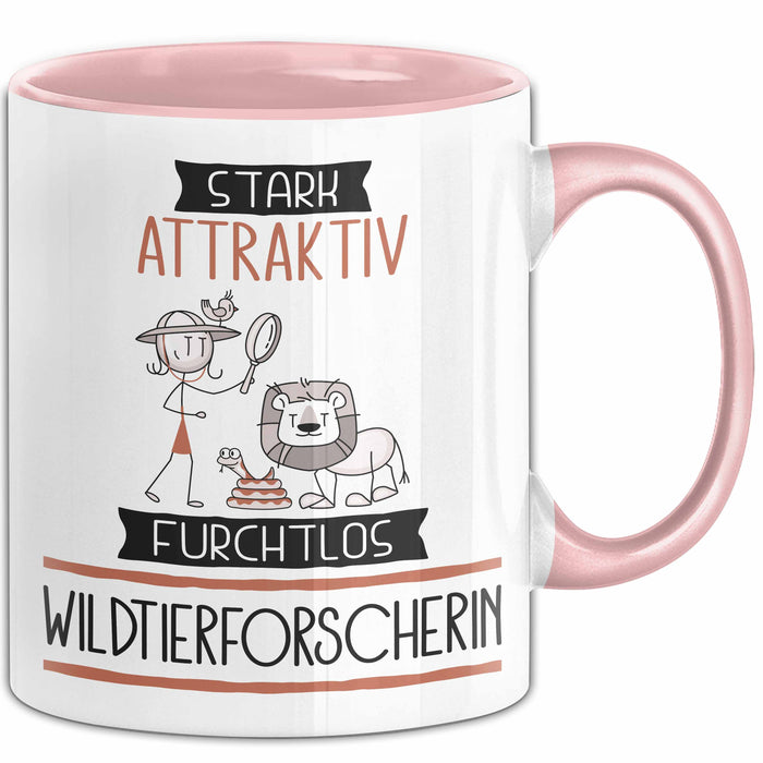 Wildtierforscherin Tasse Geschenk Becher Stark Attraktiv Furchtlos Wildtierforscherin Lustige Geschenkidee Rosa Trendation