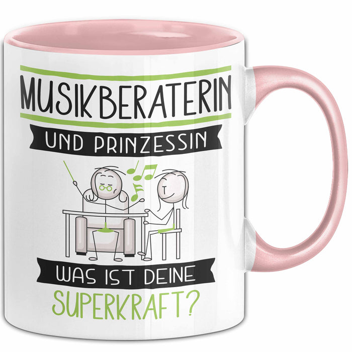 Musikberaterin Und Prinzessin Tasse Geschenk Für Eine Musikberaterin Geburtstag Was Ist Deine Superkraft Rosa Trendation