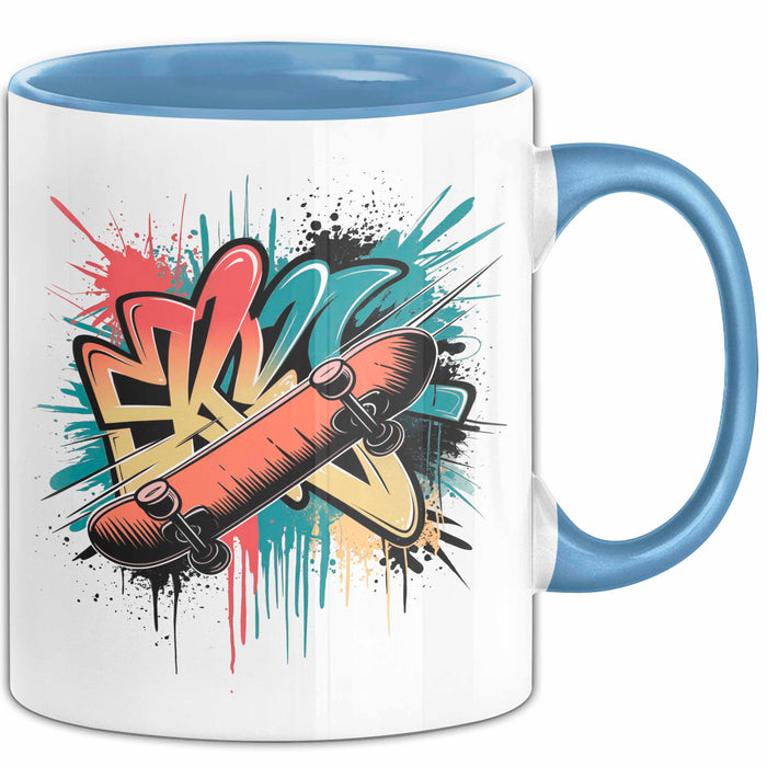 Skater Tasse Geschenkidee Skateboard Fan Lustiger Spruch Geschenkidee Lustig Blau Trendation