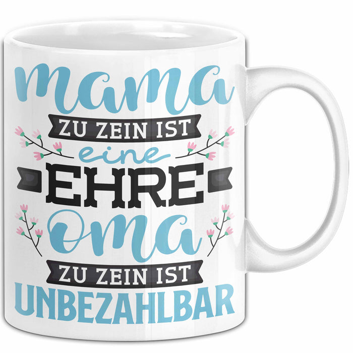 Unbezahlbare Oma Tasse Geschenk Muttertag Spruch Liebevoll Weiß Trendation