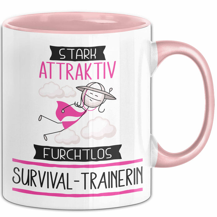 Survival-Trainerin Tasse Geschenk Becher Stark Attraktiv Furchtlos Survival-Trainerin Lustige Geschenkidee Rosa Trendation