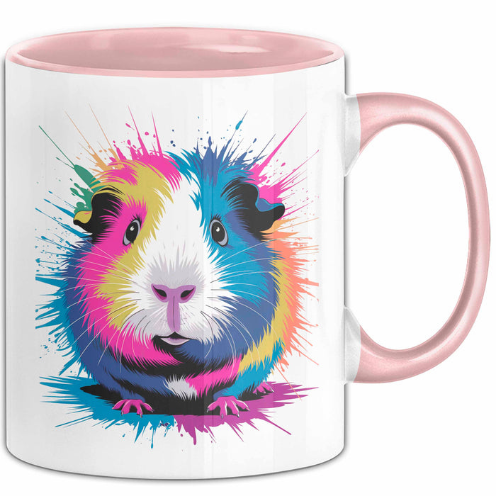 Buntes Meerschweinchen Tierliebhaber Tasse Geschenk Lustige Geschenkidee Spruch Rosa Trendation
