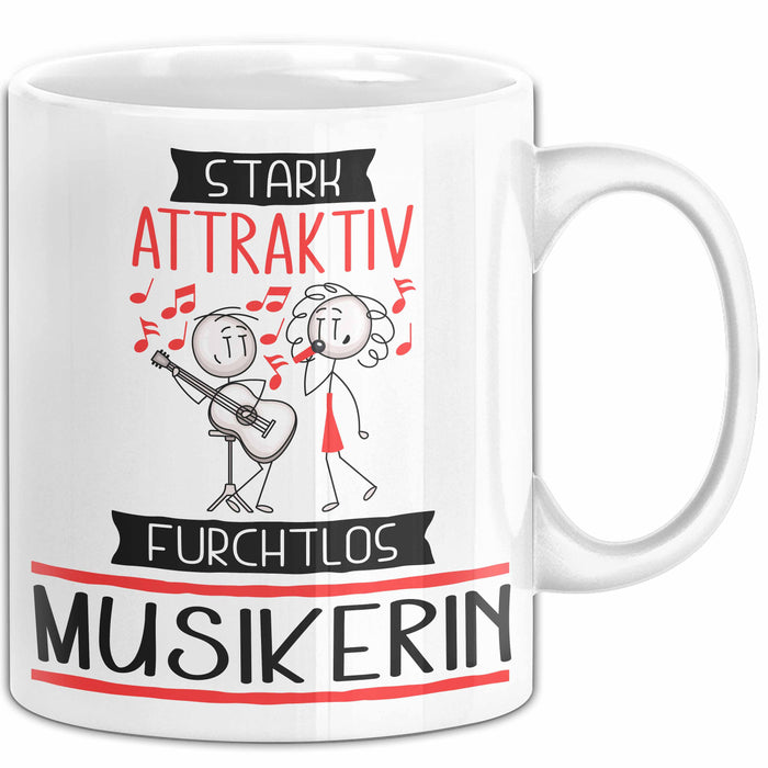 Musikerin Tasse Geschenk Becher Stark Attraktiv Furchtlos Musikerin Lustige Geschenkidee Weiß Trendation