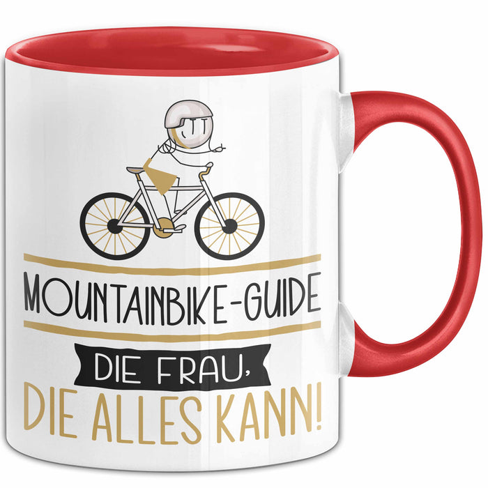 Mountainbike-Guide Geschenk Tasse Becher Die Frau Die Allen Kann Geschenkidee für eine Mountainbike-Guide Lustig Rot Trendation