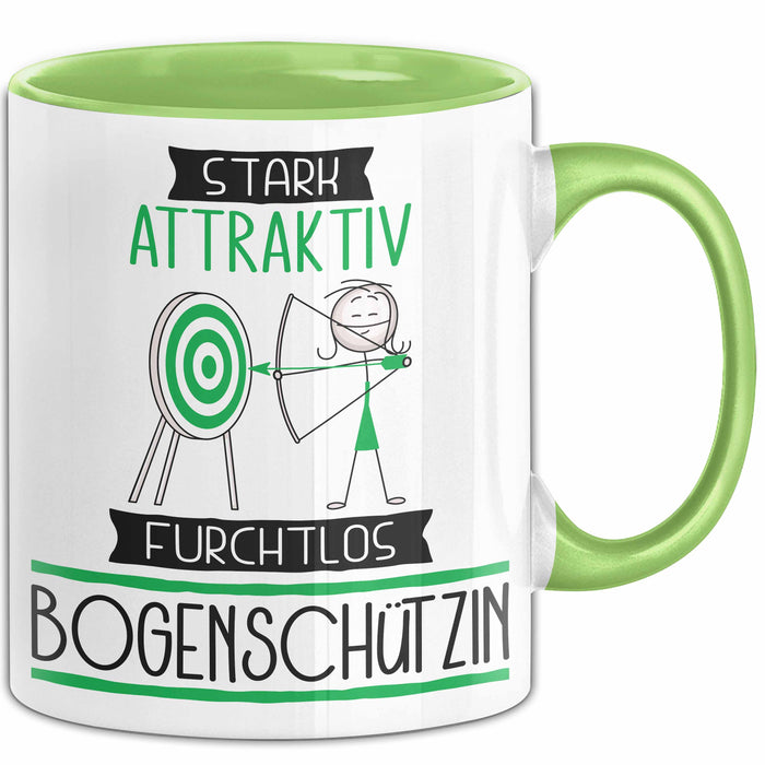 Bogenschützin Tasse Geschenk Becher Stark Attraktiv Furchtlos Bogenschützin Lustige Geschenkidee Grün Trendation