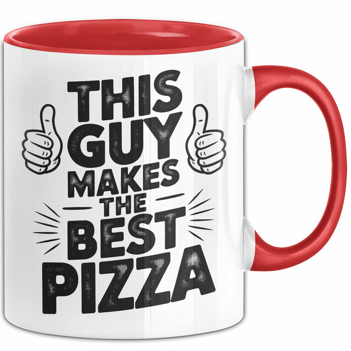 Pizzabäcker Tasse Geschenk Macht die beste Pizza Koch Spruch Rot Trendation
