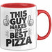 Pizzabäcker Tasse Geschenk Macht die beste Pizza Koch Spruch Rot Trendation
