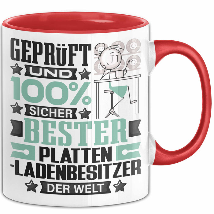 Plattenladenbesitzer Geschenk Lustiger Spruch für Plattenladenbesitzer Geschenkidee Bester Plattenladenbesitzer Der Welt Rot Trendation