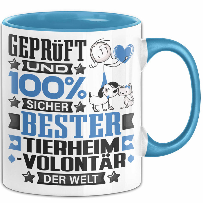 Tierheimvolontär Geschenk Lustiger Spruch für Tierheimvolontär Geschenkidee Bester Tierheimvolontär Der Welt Blau Trendation