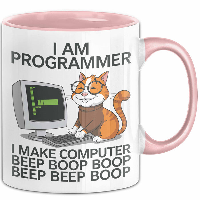 IT Techniker Computeringenieur Tasse Geschenk Lustige Geschenkidee Spruch Ich Bin Eine Programmierer Katze Rosa Trendation