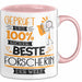 Beste Forscherin Der Welt Tasse Geschenk für Eine Forscherin Geprüft Und Sicher Geschenkidee Geburtstag Weihnachten Rosa Trendation