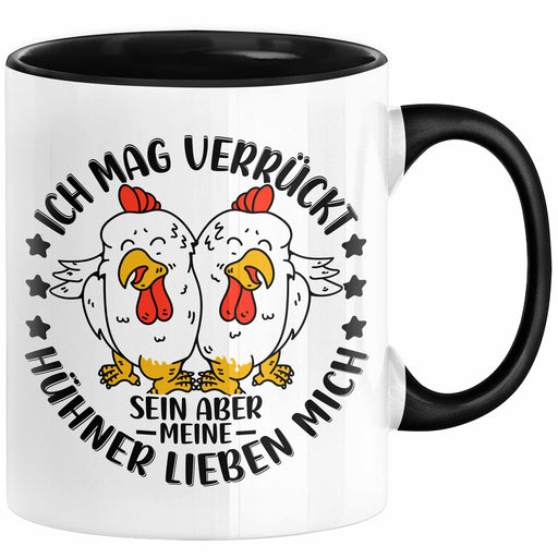 Hühner Tasse Geschenk Hühnerflüsterin Huhn Geschenkidee Kaffee-Becher Landwirt Bauer Landiwrtin Schwarz Trendation