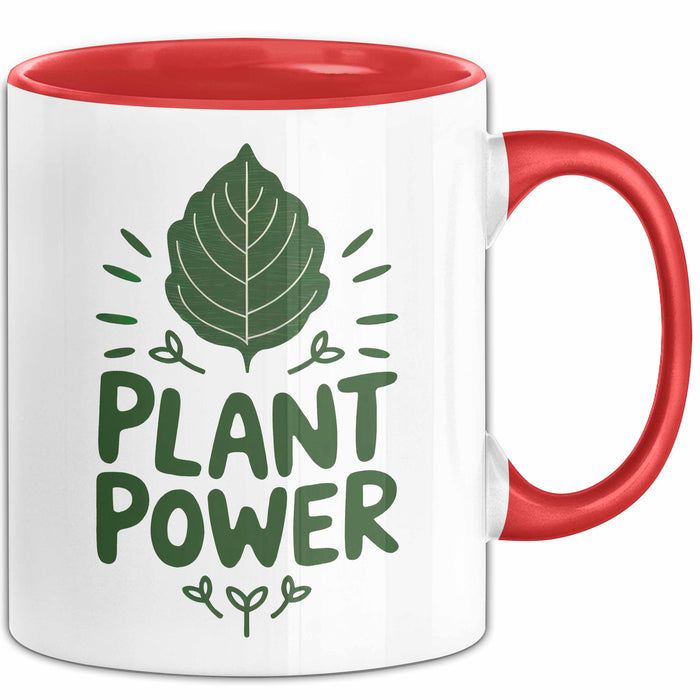 Veganer Tasse Geschenkidee Pflanzenkraft Rot Trendation