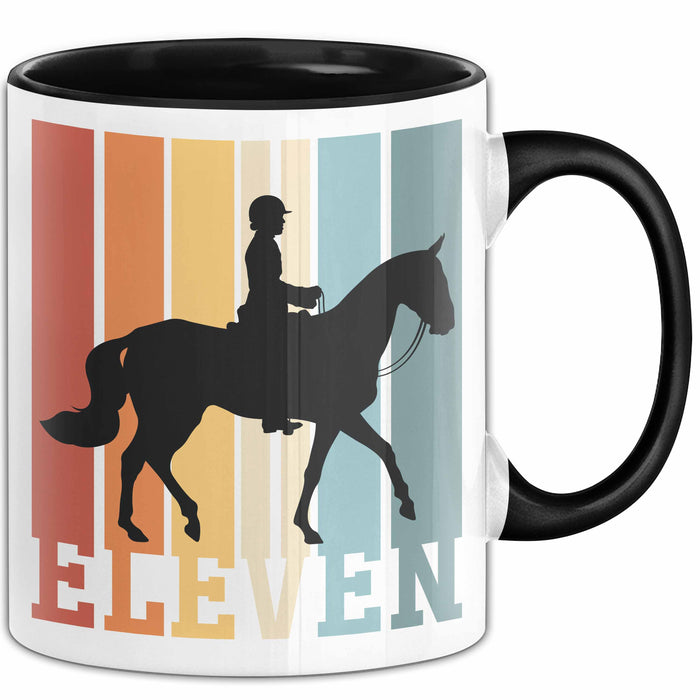 Tasse Geschenk Eleven Retro Pferd Spruch Lustiger Becher Schwarz Trendation