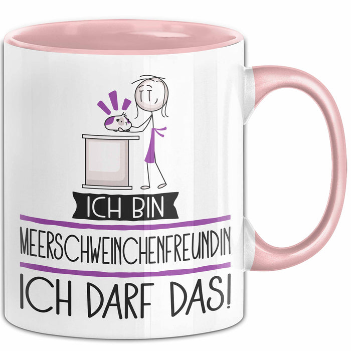 Geschenk für Meerschweinchenfreundin Tasse Lustige Geschenkidee Geburtstag Ich Bin Meerschweinchenfreundin Ich Darf Das Rosa Trendation