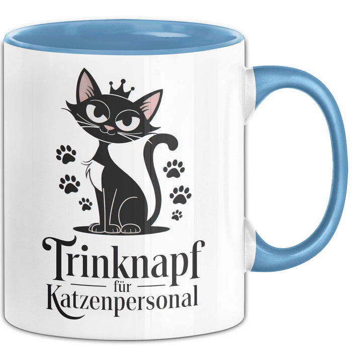 Katzenliebhaber Tasse Geschenkidee Trinknapf Katzen Personal Blau Trendation