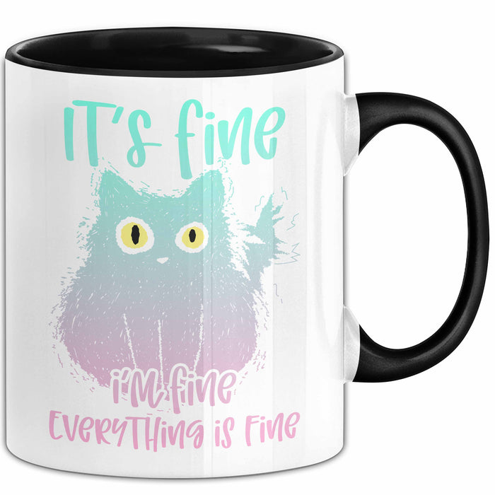 Katzen-Liebhaber Tasse Geschenk Stress It'S Finde I'M Fine Everything Is Fine Becher Trendation