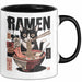 Katzen Tierliebhaber Tasse Geschenk Lustige Geschenkidee Spruch Katze Isst Ramen Nudeln Schwarz Trendation
