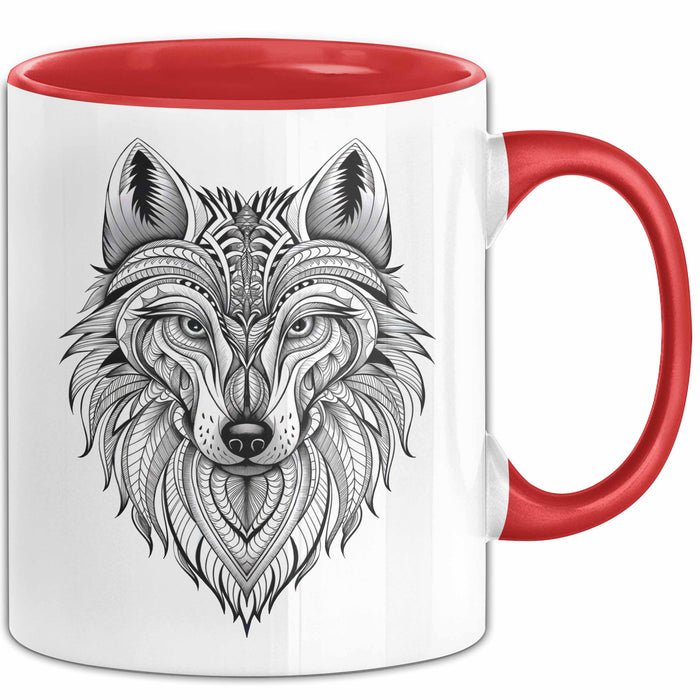 Wolf Tasse Geschenk Wolf für Wildtierliebhaber Rot Trendation