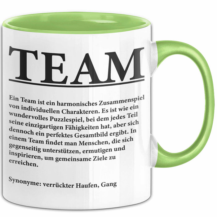 Büroarbeit Kollege Wertschätzung Tasse Geschenk Lustige Geschenkidee Spruch Team Grün Trendation