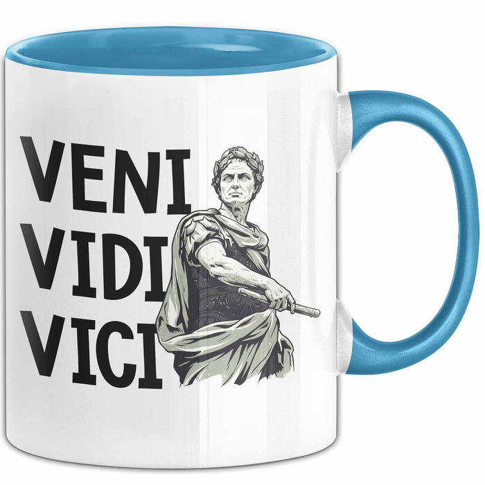 Lateinlehrer Unterricht Tasse Geschenk Lustige Geschenkidee Spruch Veni Vidi Vici Blau Trendation