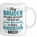 Bruder Tasse Geschenk Hey Bruder Bestes Geschenk Du Hast Mich Geschenkidee Weiß Trendation