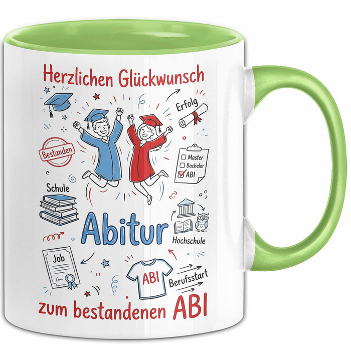 Schüler Abschluss Tasse Geschenk Lustige Geschenkidee Spruch Herzlichen Glückwunsch Abitur Grün Trendation
