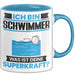 Schwimmer Tasse Geschenk für Schwimmer Geburtstag Lustiger Spruch Kaffee-Becher Was Ist Deine Superkraft Blau Trendation