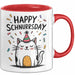 Geburtstagsfeier Katze Tasse Geschenk Lustige Geschenkidee Spruch Happy Schnurrsday Rot Trendation