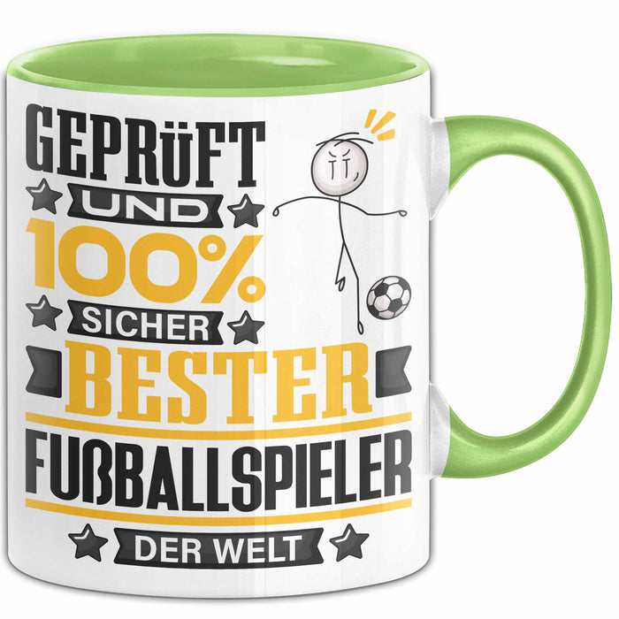 Fußballspieler Geschenk Lustiger Spruch für Fußballspieler Geschenkidee Bester Fußballspieler Der Welt Grün Trendation