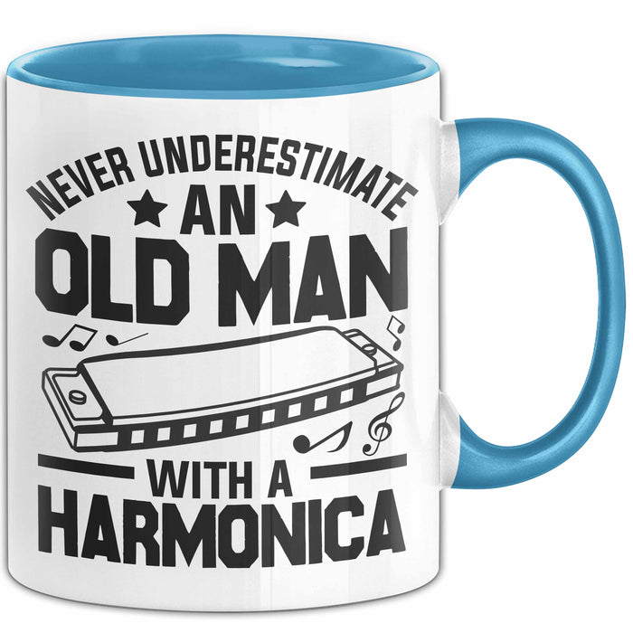 Mundharmonika Tasse Geschenk Vintage Retro Mundharmonika Spieler Geschenk Blau Trendation