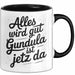Gundula Tasse Geschenk Alles Ist Gut Gundula Ist Jetz Da Geschenkidee Becher mit Name Schwarz Trendation