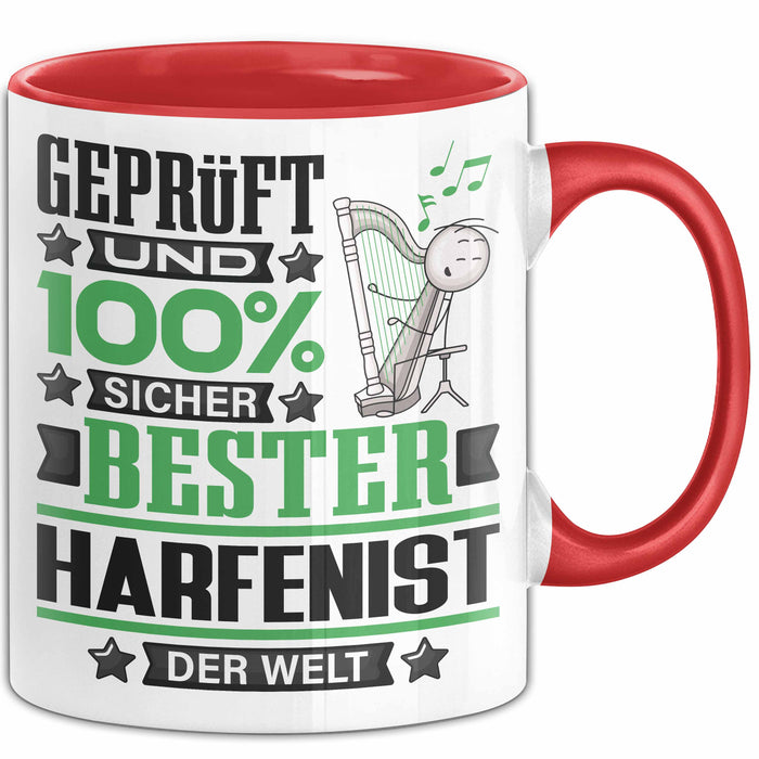 Harfenist Geschenk Lustiger Spruch für Harfenist Geschenkidee Bester Harfenist Der Welt Rot Trendation