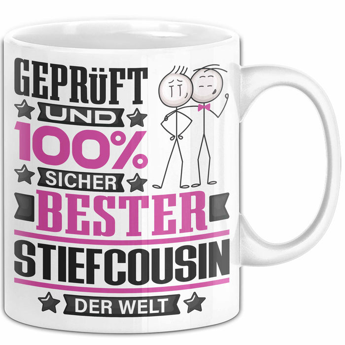 Stiefcousin Geschenk Lustiger Spruch für Stiefcousin Geschenkidee Bester Stiefcousin Der Welt Weiß Trendation