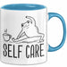 Frosch Tasse Geschenk Self Care Humor Geschenkidee Kaffee-Becher Blau Trendation
