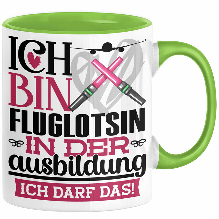 Fluglotsin Ausbildung Start Geschenk Tasse Ich Bin Fluglotsin In Der Ausbildung Ich Darf Das Kaffee-Becher Geschenkidee Grün Trendation