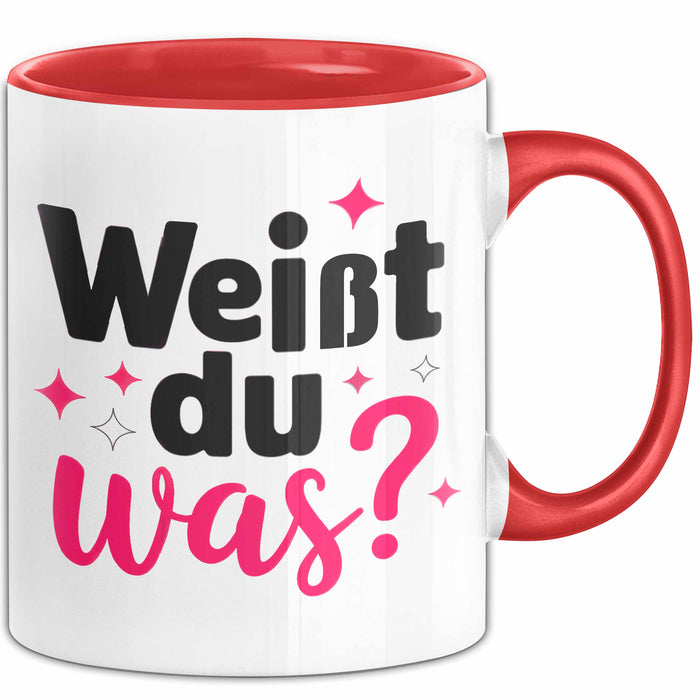 Big Sister Ältere Geschwister Schwestern Tasse Becher Geschenk Lustige Geschenkidee Spruch Weißt Du Was Rot Trendation