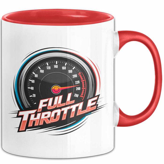 Auto Fan Tasse Geschenkidee Vollgas Schrauber Spruch Geschenkidee Lustig Rot Trendation
