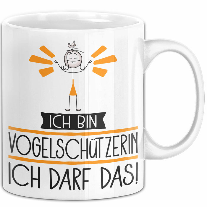 Geschenk für Vogelschützerin Tasse Lustige Geschenkidee Geburtstag Ich Bin Vogelschützerin Ich Darf Das Weiß Trendation